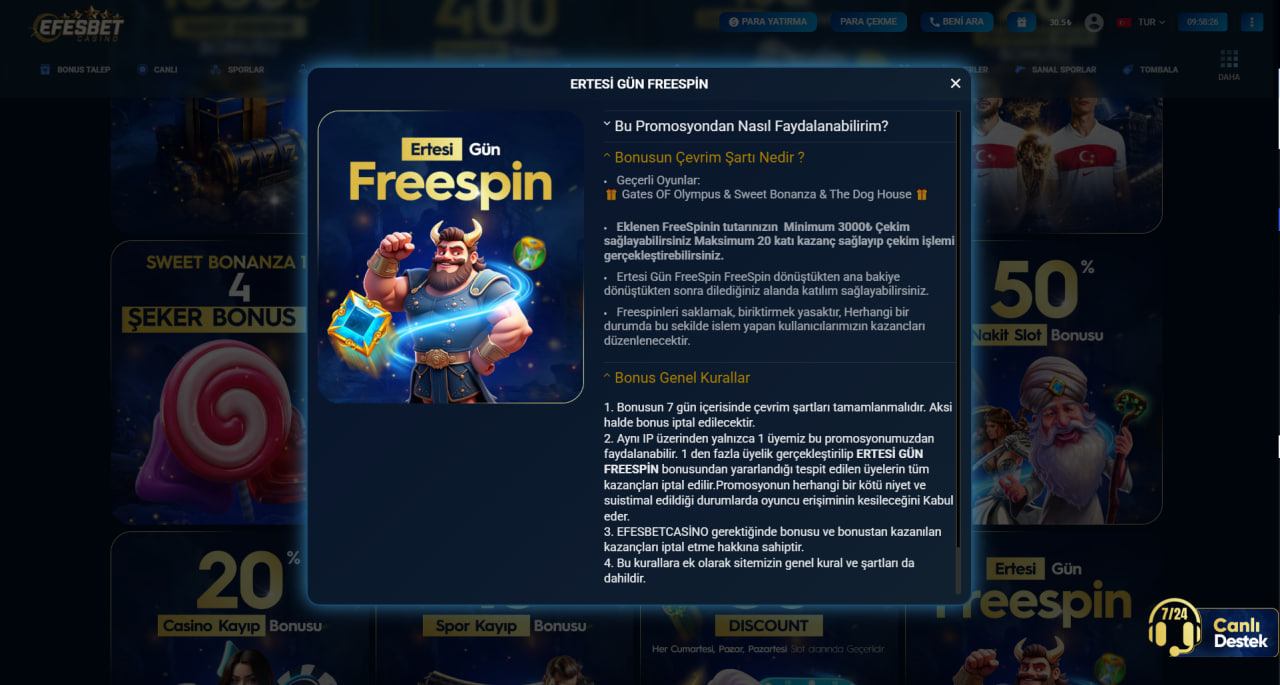 efesbet ertesi gün freespin