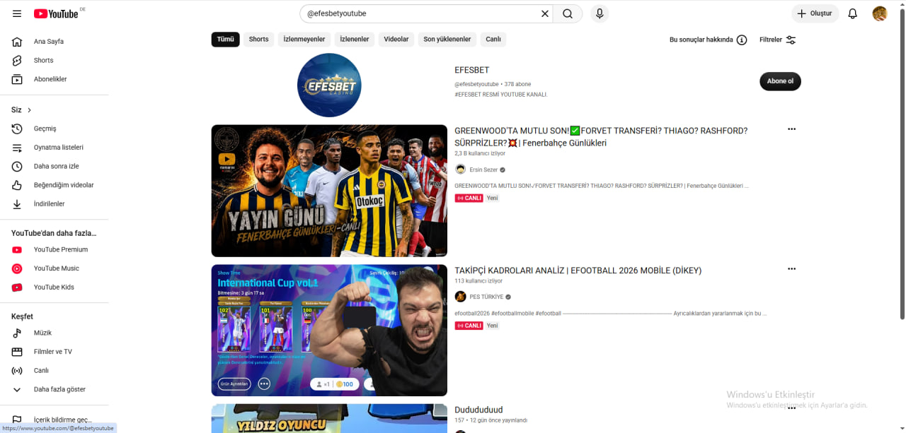 efesbet youtube